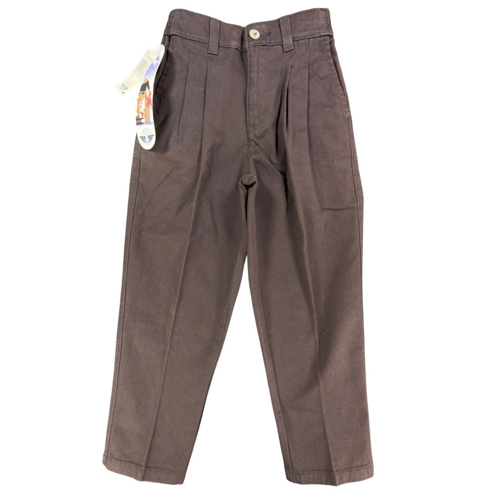 Dockers Vintage 90s Pleated Chino Pants Boys 7 Brown Cotton Slim NWT